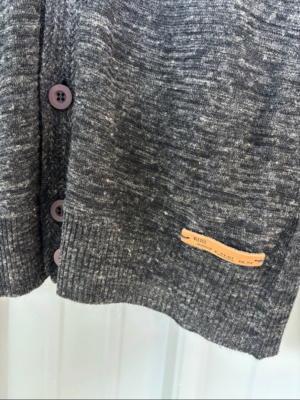 Diesel Men’s Marled Charcoal Button-Front Cardigan - Picture 3 of 5